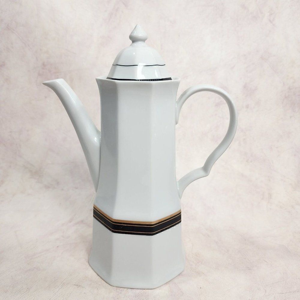 CHRISTOPHER‎ STUART 10"  Black Dress Coffee Teapot Fine China